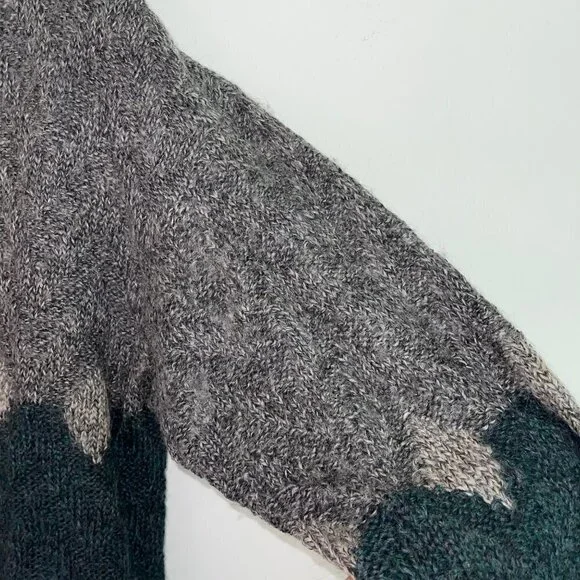Valentino Uomo Mens Sweater Green Gray Size Medium Vintage Wool Mohair Nylon
